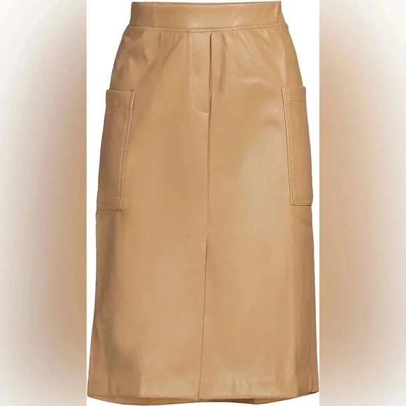 Laundry by Shelli Segal Women's Tan Pencil Skirt  M Knee Length Vegan Leather - Picture 3 of 12